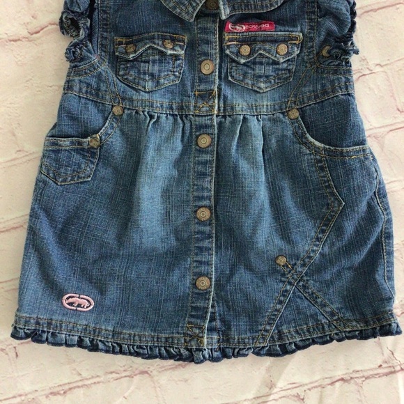Ecko Red Blue Button Down Denim Dress - Size 6 Months - Picture 2 of 7